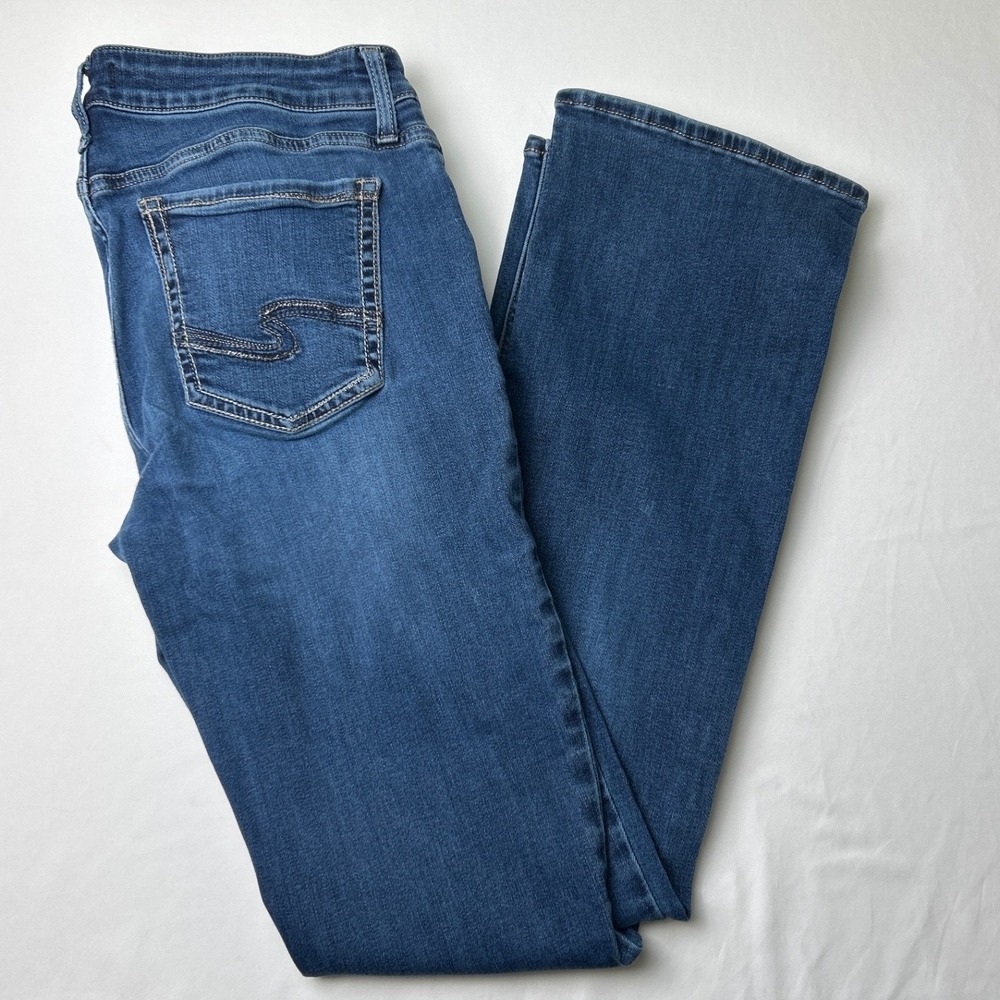 Silver Jeans Co Womens Mid Rise Elyse Slim Boot Blue Size 30/10 Classic Stretch